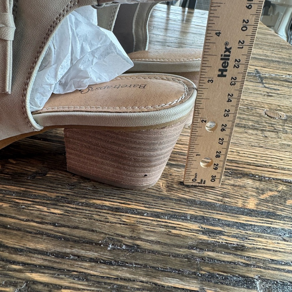 New. Womens Baretraps Ivella Taupe Faux Suede Open Toe Sling Back Stud Heels. - Picture 4 of 6